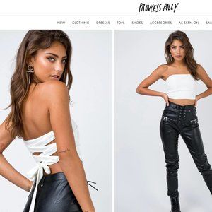 Moxie White Strapless Crop Top with Back Tie